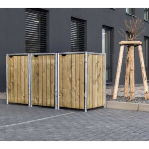 Hide Mülltonnenbox 240 l natur 3-fach