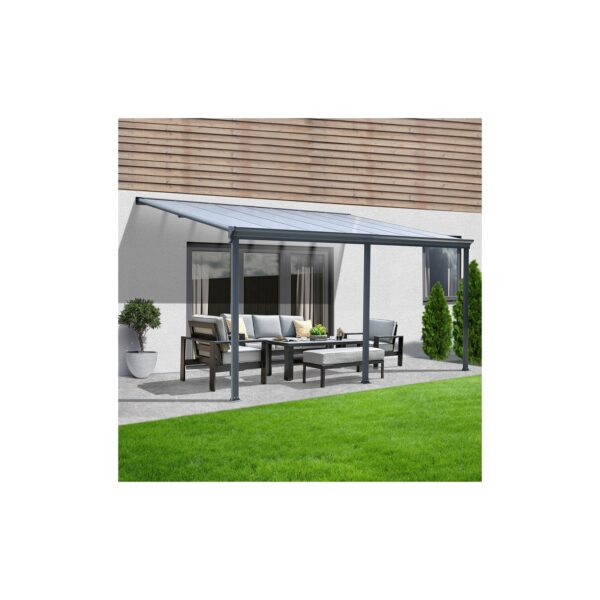 HOME DELUXE Terrassenüberdachung SOLIS - 557 x 303 x 226 / 278 cm Grau