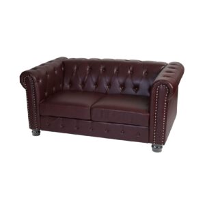 Luxus 2er Sofa Loungesofa Couch Chesterfield Kunstleder 160cm ~ runde Füße