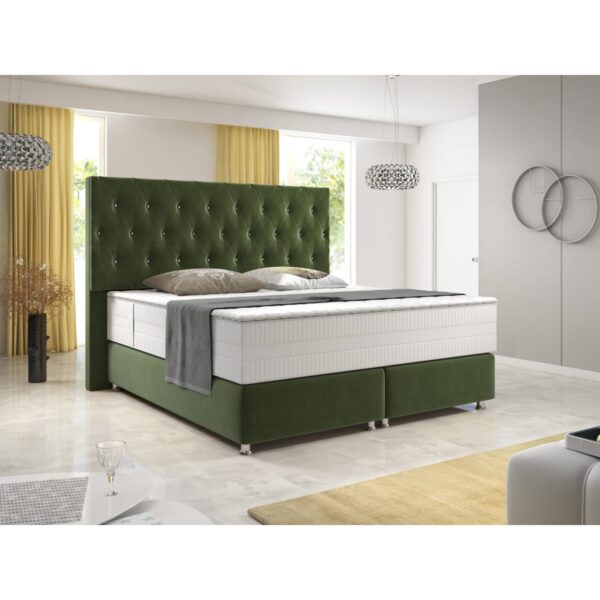 Inter Handels Boxspringbett Diamond 180x200 cm Grün Velour Stoff