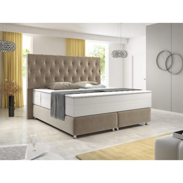 Inter Handels Boxspringbett Diamond 180x200 cm Velour Stoff Beige