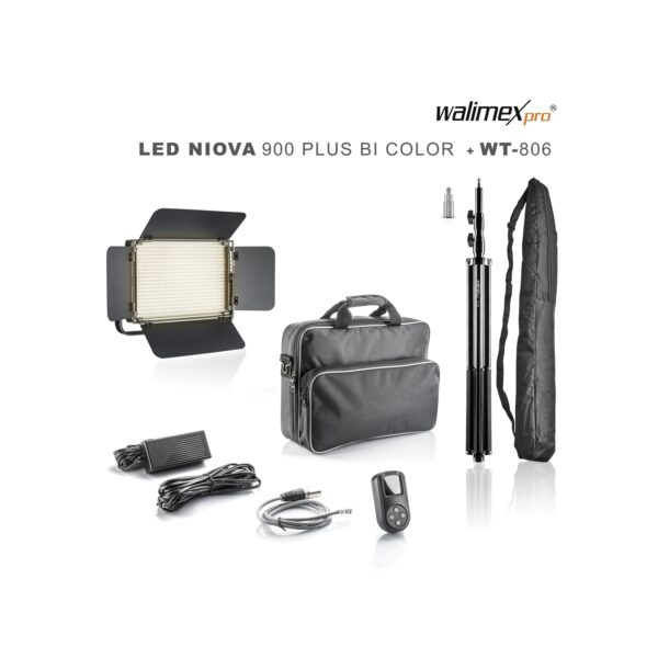 Walimex pro LED Niova 900 Plus Bi Color 54W Set mit  WT-806 Stativ