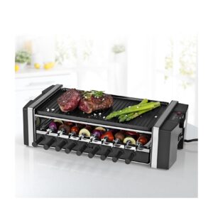 MAXXMEE Multi-Raclette-Grill 3in1 1200W Edelstahl/schwarz mit Drehfunktion