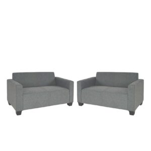 Sofa-Garnitur Couch-Garnitur 2x 2er Sofa Moncalieri Stoff/Textil ~ grau