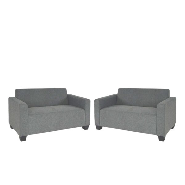 Sofa-Garnitur Couch-Garnitur 2x 2er Sofa Moncalieri Stoff/Textil ~ grau