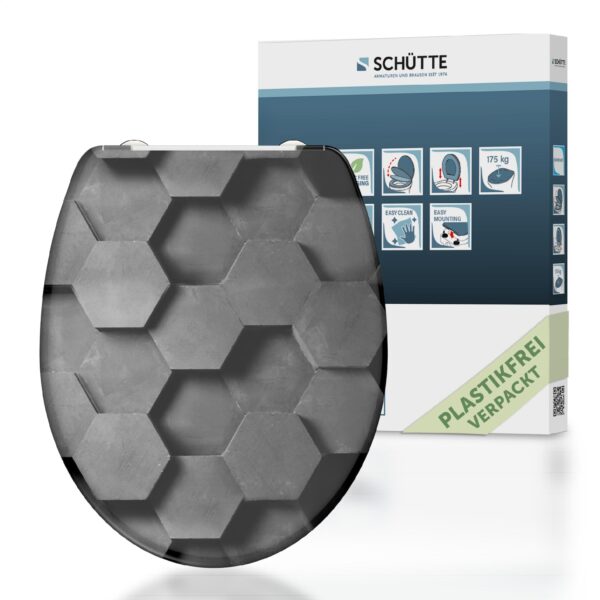 Schütte Duroplast WC Sitz GREY HEXAGONS