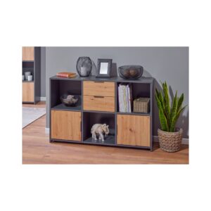 Inter Link Sideboard Pepeto - Anthrazit und Eiche Artisan Nachbildung - versch. Farben