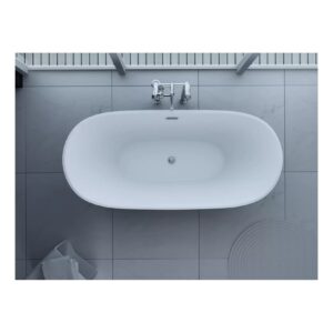 PureHaven freistehende Acryl-Badewanne 170x80 cm elegant inkl. Siphon Überlaufschutz leicht zu pflegende Oberfläche extra starker Rahmen Schwarz/Weiß