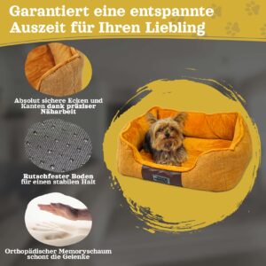 DEAR DARLING DD-04BRS Luxus Hundebett Katzenbett braun Gr. S 50x40cm mit Memoryschaum Matratze