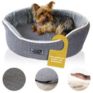 DEAR DARLING DD-05GRXL Luxus Hundebett Katzenbett Anthrazit Gr.XL 90x70cm Korb Memoryschaum Matratze