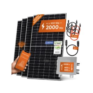 Solarway Balkonkraftwerk 2000W Komplett Steckdose - Ausgang einstellbar 600/800/2000W - 4x500W JaSolar-Module