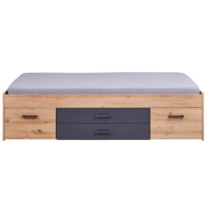 Inter Link Kinderbett Funktionsbett Ranya 90x200 inkl. 1 Nachtkommode - Eiche Artisan Optik und Anthrazit