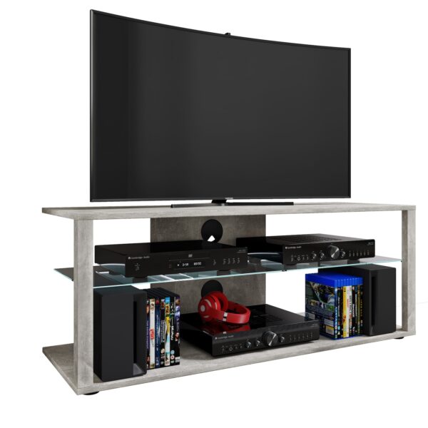 VCM Holz TV Lowboard Fernsehschrank Rack Konsole Möbel Fernsehtisch Fernseh Phono Glas Folas XL