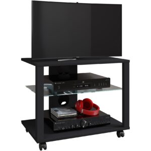 VCM Holz TV Lowboard Rollen Fernsehschrank mobil Rack Konsole Möbel Fernsehtisch Fernseh Phono Glas Folas M