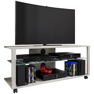 VCM Holz TV Lowboard Rollen Fernsehschrank mobil Rack Konsole Möbel Fernsehtisch Fernseh Phono Glas Folas XL