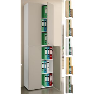 VCM Büroschrank Bücher Ordner Aktenschrank Büromöbel Schrank Lona 6-fach Drehtüren