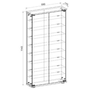 VCM Holz Glas Vitrine Sammelvitrine Glasvitrine Schaukasten Standvitrine Stelas L