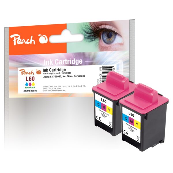 Peach L60 C 2 Druckköpfe 2*col ersetzt Lexmark