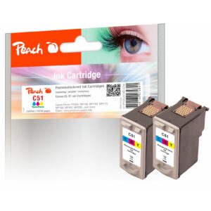 Peach C51 C 2 Druckköpfe XL 2*col ersetzt Canon CL-51C*2