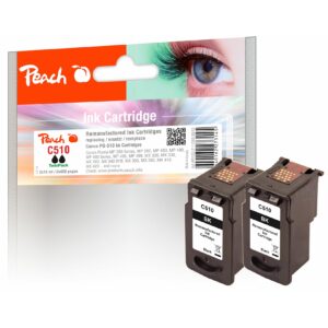 Peach C510 BK 2 Druckköpfe 2*bk ersetzt Canon PG-510BK*2