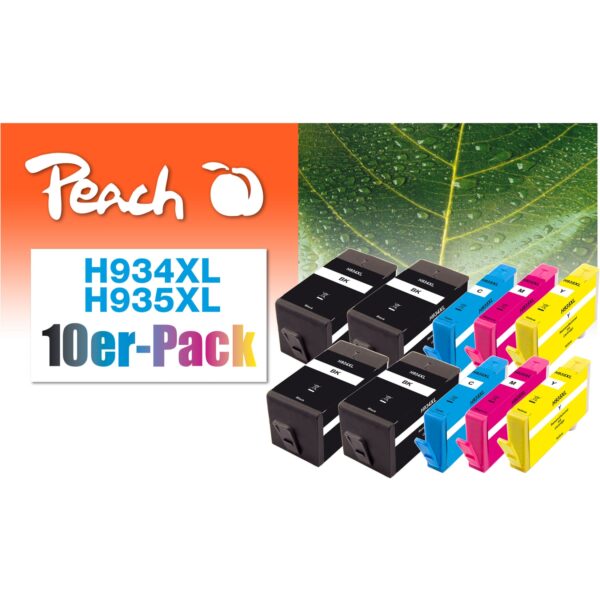 Peach HP 934 XL 10 Druckerpatronen XL (2*bk