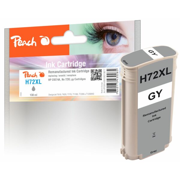 Peach HP 72 XLGY Druckerpatrone XL gy ersetzt HP No. 72XL GY