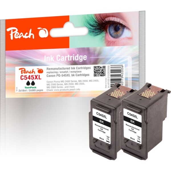 Peach C545 XL 2 Druckköpfe XL 2*bk ersetzt Canon PG-545XL*2