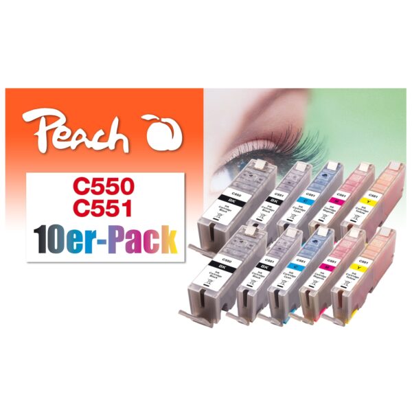 Peach C550  10 Druckerpatronen (2*bk