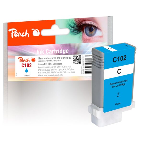 Peach C102 C XL-Druckerpatrone cy ersetzt Canon PFI-102C