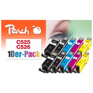 Peach C525  10 Druckerpatronen XL (2*bk