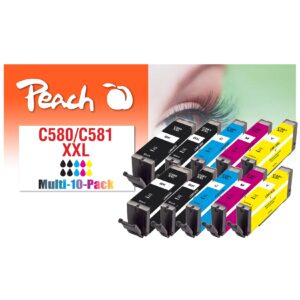 Peach C580 XXL 10 Druckerpatronen XL (2*bk