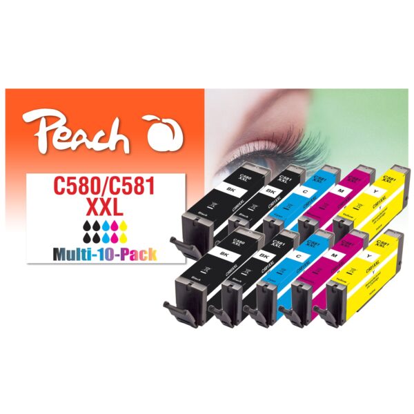 Peach C580 XXL 10 Druckerpatronen XL (2*bk