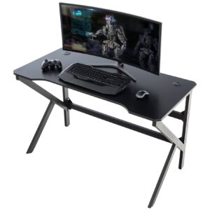 CLP Gaming-Tisch Lewiston I Schreibtisch Mit LED-Beleuchtung I Carbon-Optik