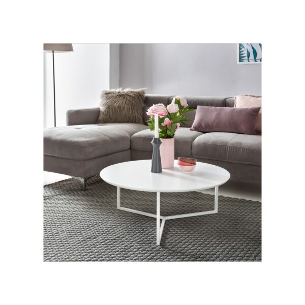 Couchtisch 80cm Rund Weiß Matt Design Wohnzimmertisch Sofa Beistell Tisch