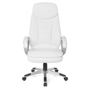 FineBuy Design Bürostuhl Creme 120 kg Schreibtischstuhl Kunstleder modern