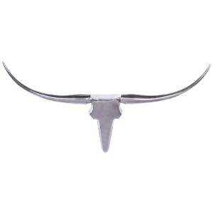 FineBuy Bull Geweih L Wanddekoration 125 cm breit Aluminium silber Wandgeweih