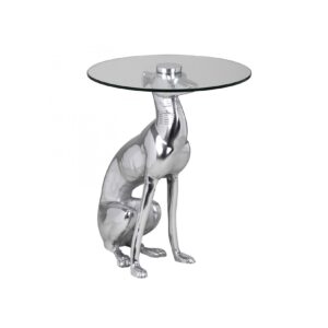 FineBuy Design Skulptur Deko Beistelltisch Figur aus Aluminium Farbe Silber