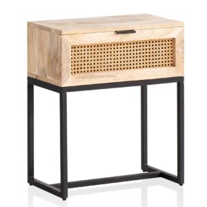 Nachttisch FineBuy Nachtkommode Boxspringbett Holz 50x60x30 cm Wiener Geflecht