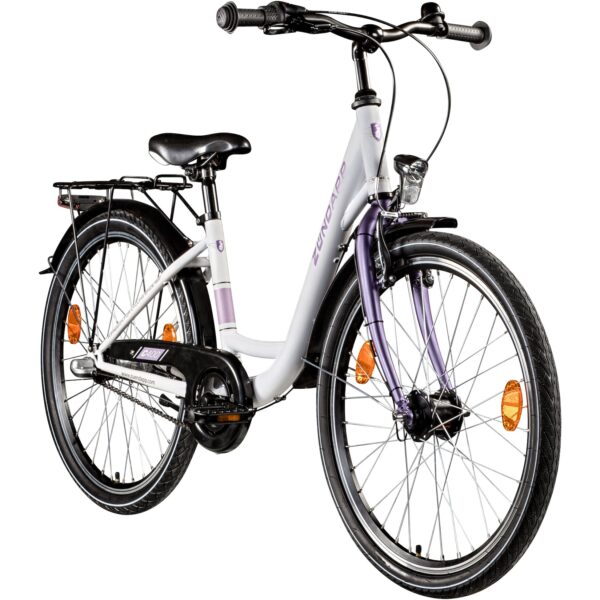 Zündapp C400 Jugendfahrrad 24 Zoll Fahrrad ab 130-145 cm 3 Gang Tiefeinsteiger weiß/lila