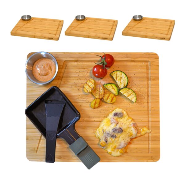 4 Personen Raclette Teller Set - 30x25 Raclette Brettchen Pfännchen Untersetzer