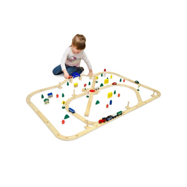 96 Teile XXL Holzeisenbahn Set - 6m Schienen - Holz Eisenbahn Kinder Spielzeug