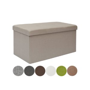 Faltbare Sitzbank 76x38x38 cm inkl. Trennwand Sitztruhe 80L Polsterbank Beige