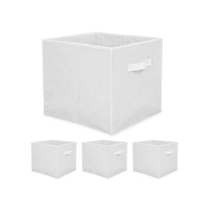 Faltbox Set 4 Boxen für Kallax Regal weiß 33x38x33cm Expedit Box mit Stoffgriff