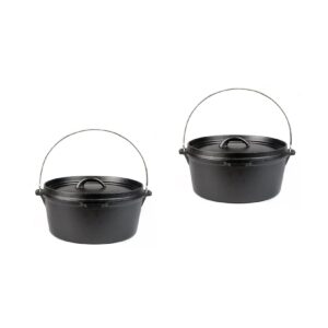 2er Set Dutch Oven 5 L Gusseisen Topfset Topf Pfanne Camping Grill Platte BBQ