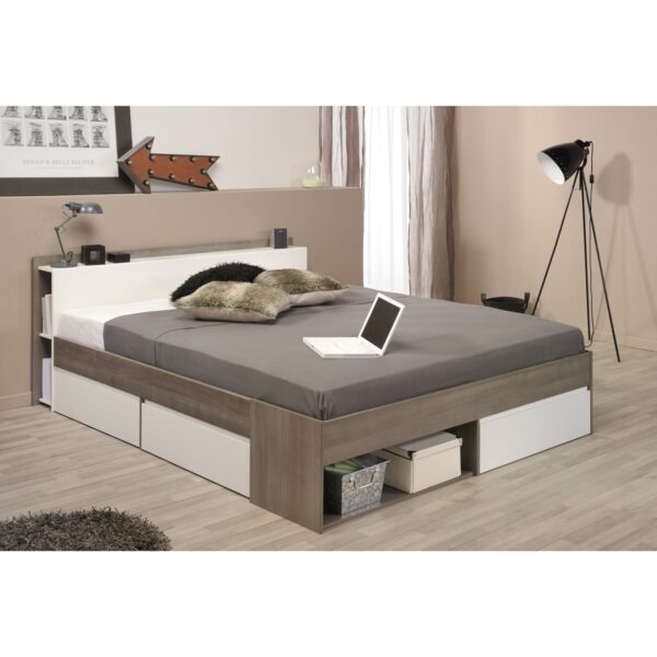 Parisot Doppelbett "Most" Eiche silber - Weiß