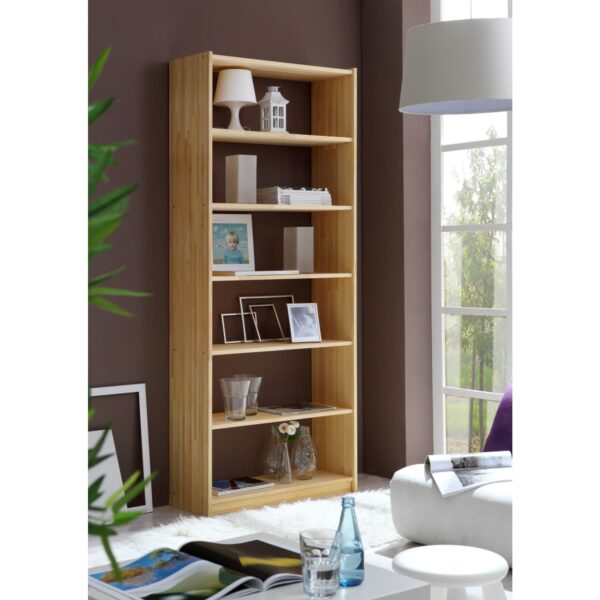 TiCAA Standregal Bücherregal Kiefer Natur H214 cm