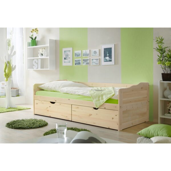 TiCAA Sofabett Funktionsbett Gästebett Melanie Kiefer Natur inkl. Matratze und Rollrost