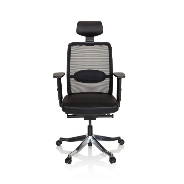 Luxus Chefsessel SENATOR PRO Leder/Netzstoff mit Armlehnen (höhenverstellbar) hjh OFFICE