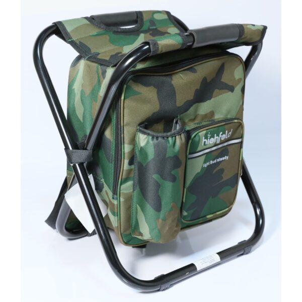 highfeld® Sitzrucksack Ansitzrucksack mit Hocker camouflage Campinghocker Angelhocker Falthocker