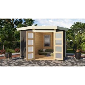 Karibu Gartenhaus "Taraba 5" SET terragrau mit Boden